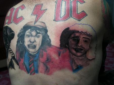 Bad Tattoos - AC/DC mutant back piece